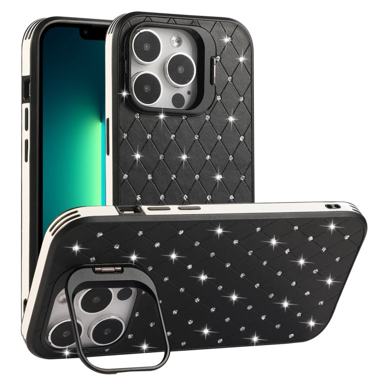 For iPhone 13 Pro Max Starry Bling Diamonds Lens Holder Phone Case