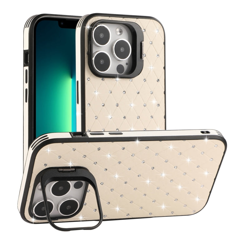 For iPhone 13 Pro Max Starry Bling Diamonds Lens Holder Phone Case