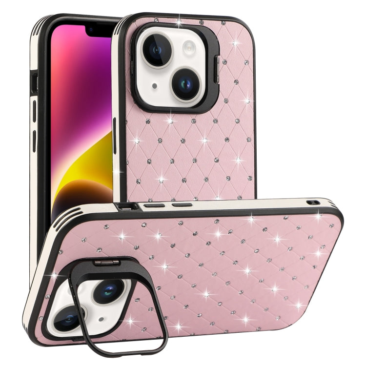 For iPhone 14 Starry Bling Diamonds Lens Holder Phone Case
