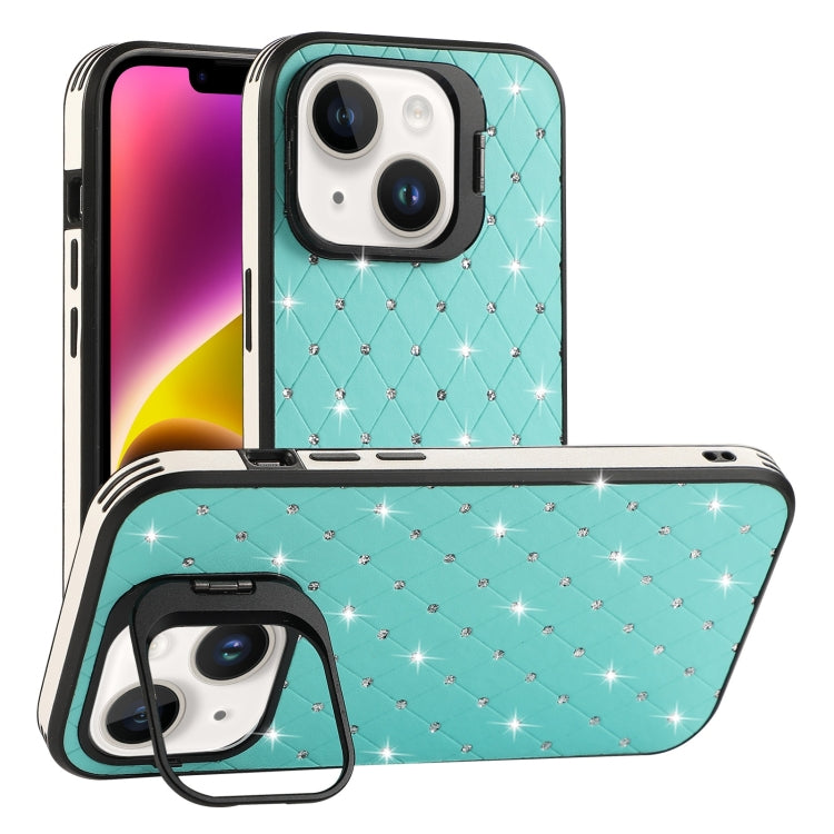 For iPhone 14 Starry Bling Diamonds Lens Holder Phone Case