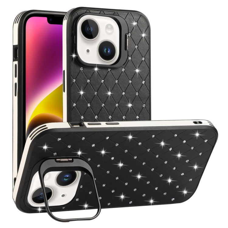 For iPhone 14 Starry Bling Diamonds Lens Holder Phone Case