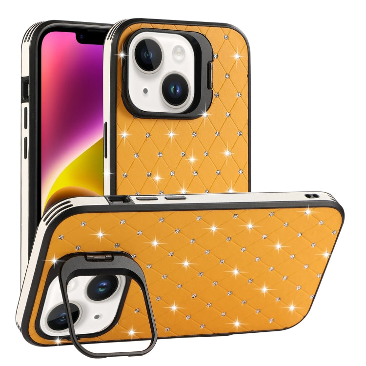 For iPhone 14 Starry Bling Diamonds Lens Holder Phone Case