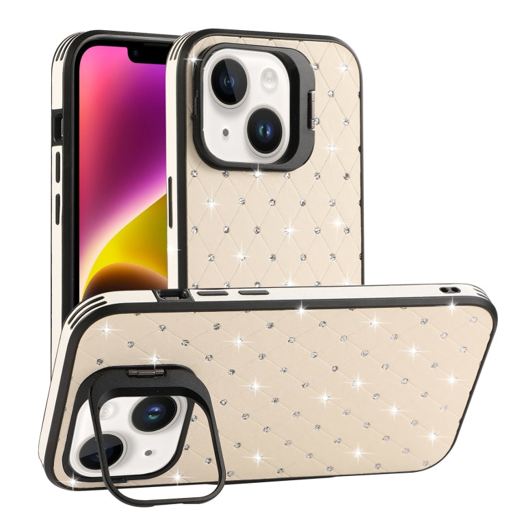 For iPhone 14 Starry Bling Diamonds Lens Holder Phone Case