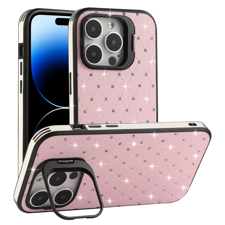 For iPhone 14 Pro Starry Bling Diamonds Lens Holder Phone Case
