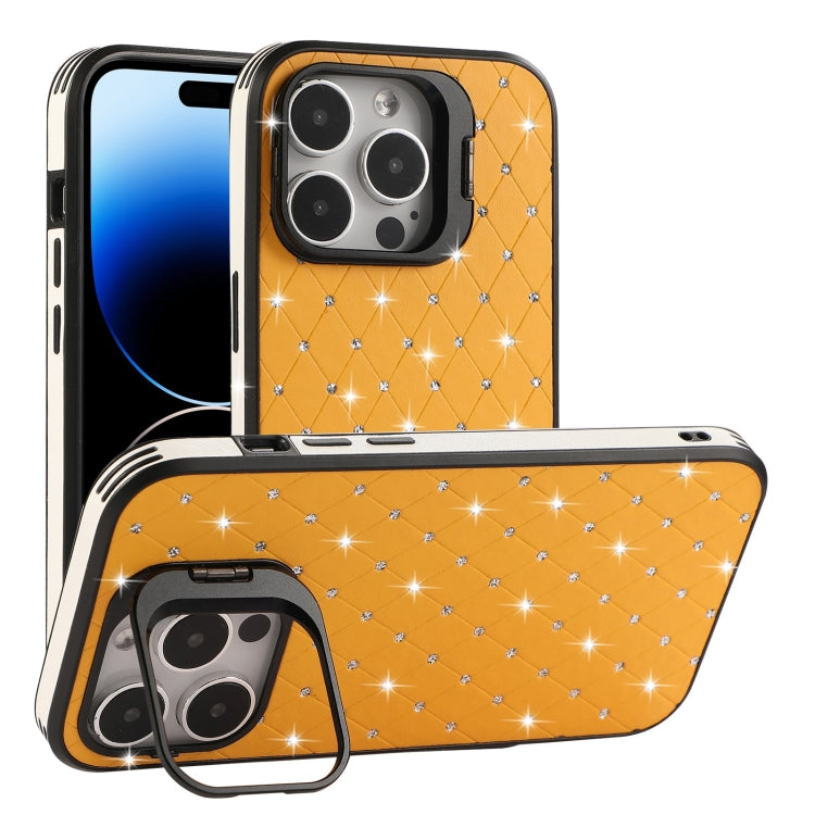 For iPhone 14 Pro Starry Bling Diamonds Lens Holder Phone Case