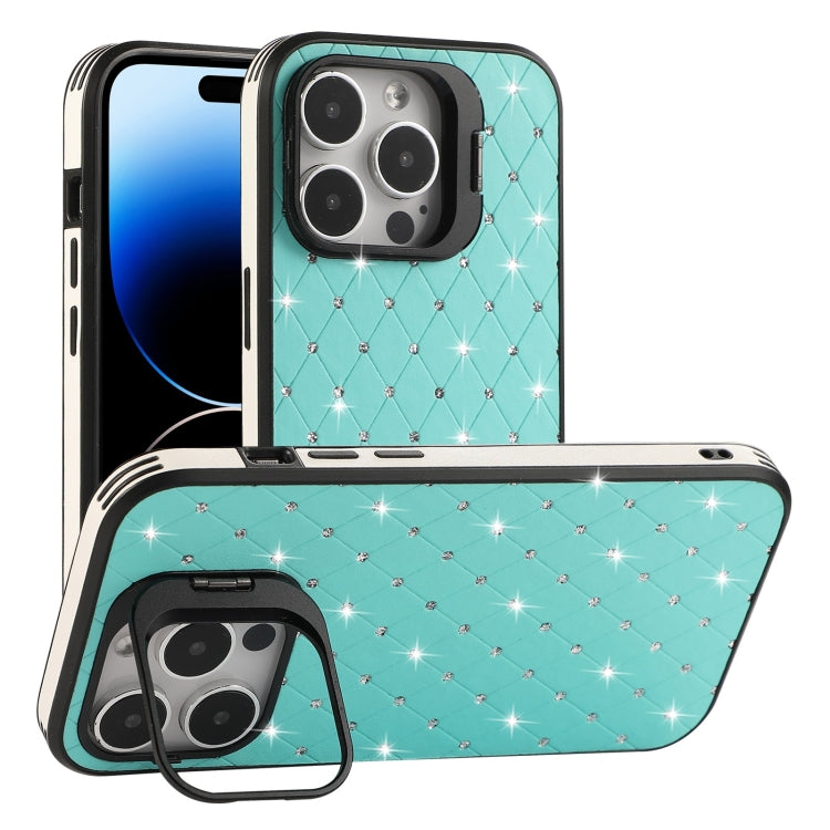 For iPhone 14 Pro Max Starry Bling Diamonds Lens Holder Phone Case