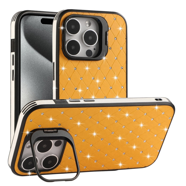 For iPhone 15 Pro Starry Bling Diamonds Lens Holder Phone Case