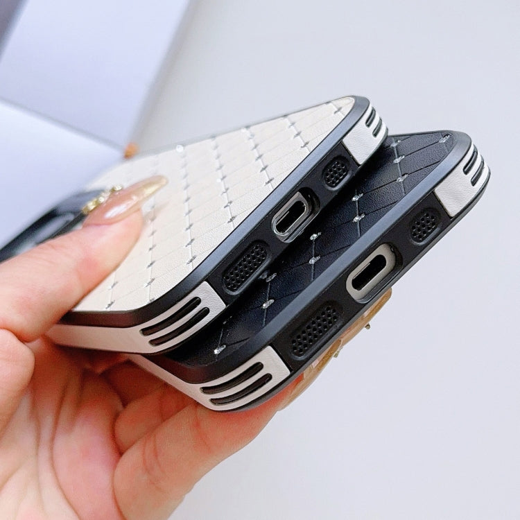 For iPhone 15 Starry Bling Diamonds Lens Holder Phone Case