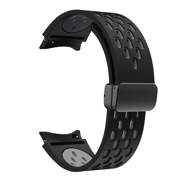 For Samsung Galaxy Watch FE 40mm Two Color Magnetic Folding Black Buckle Silicone Watch Band