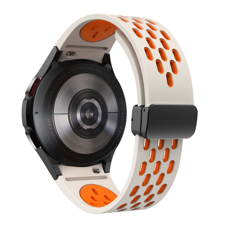 For Samsung Galaxy Watch 5 Pro 45mm Two Color Magnetic Folding Black Buckle Silicone Watch Band