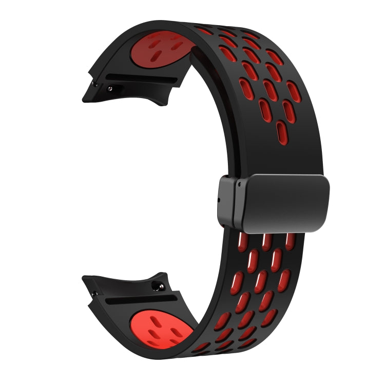 For Samsung Galaxy Watch 7 40 / 44mm Two Color Magnetic Folding Black Buckle Silicone Watch Band