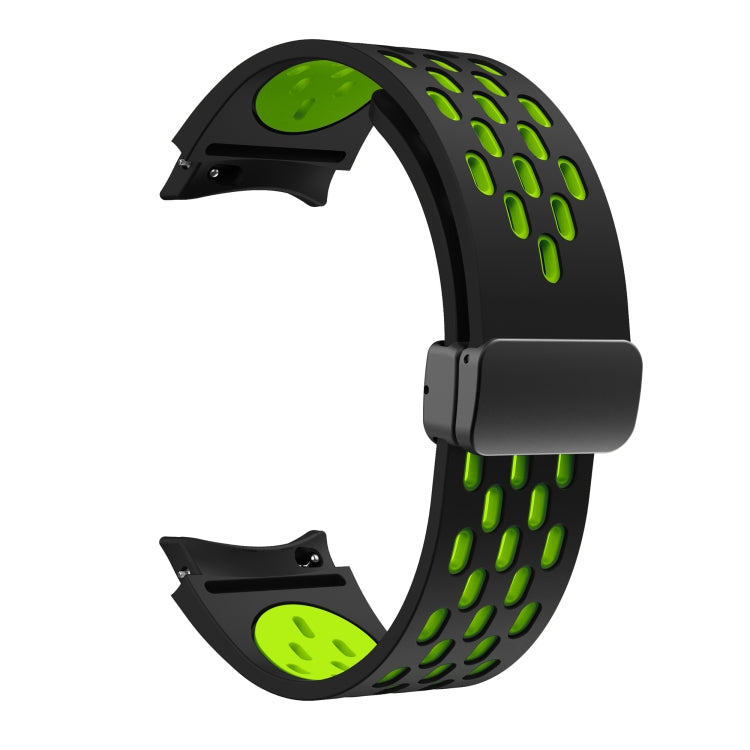 For Samsung Galaxy Watch 4 40 / 44mm Two Color Magnetic Folding Black Buckle Silicone Watch Band