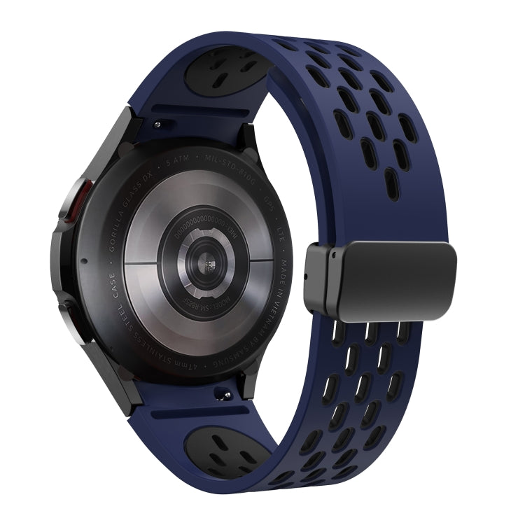 For Samsung Galaxy Watch 4 Classic 42 / 46mm Two Color Magnetic Folding Black Buckle Silicone Watch Band