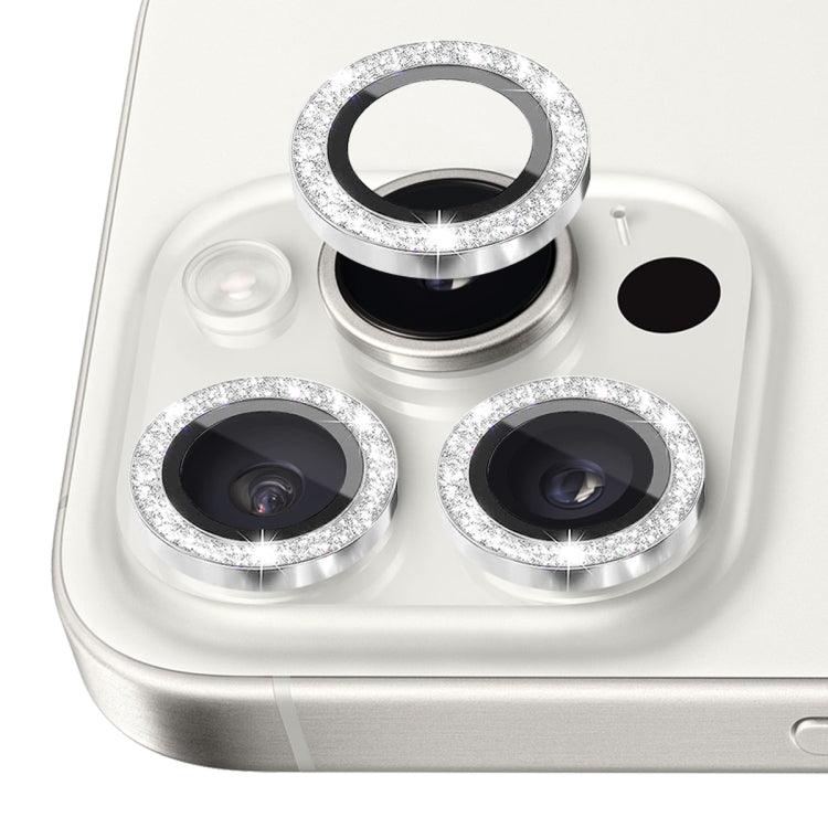 For iPhone 16 Pro / 16 Pro Max NORTHJO Glitter Camera Lens Protector Tempered Glass Metal Ring Film