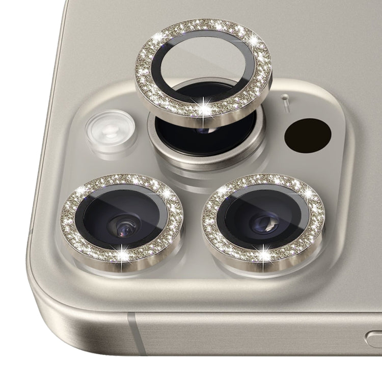 For iPhone 16 Pro / 16 Pro Max NORTHJO Glitter Camera Lens Protector Tempered Glass Metal Ring Film