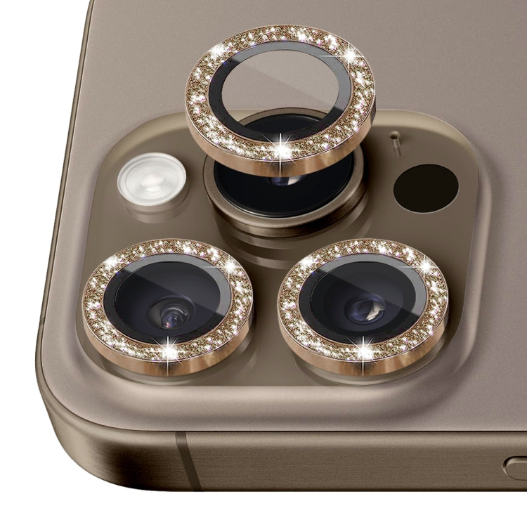 For iPhone 16 Pro / 16 Pro Max NORTHJO Glitter Camera Lens Protector Tempered Glass Metal Ring Film