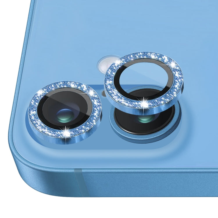 For iPhone 16 / 16 Plus NORTHJO Glitter Camera Lens Protector Tempered Glass Metal Ring Film