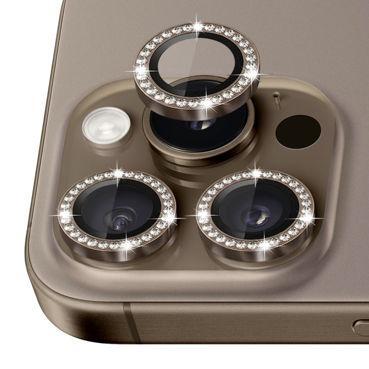 For iPhone 16 Pro / 16 Pro Max NORTHJO Rhinestone Camera Lens Protector Tempered Glass Metal Ring Film