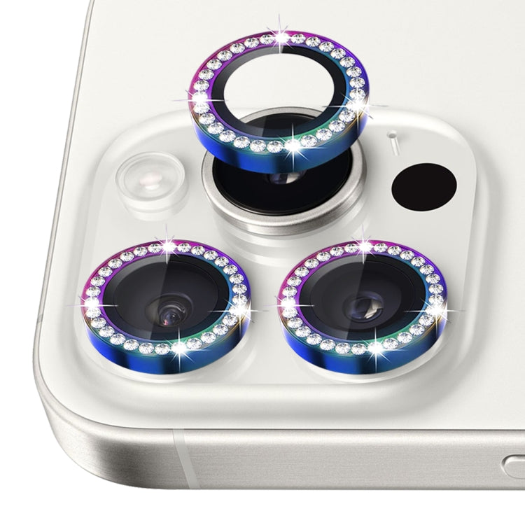 For iPhone 16 Pro / 16 Pro Max NORTHJO Rhinestone Camera Lens Protector Tempered Glass Metal Ring Film