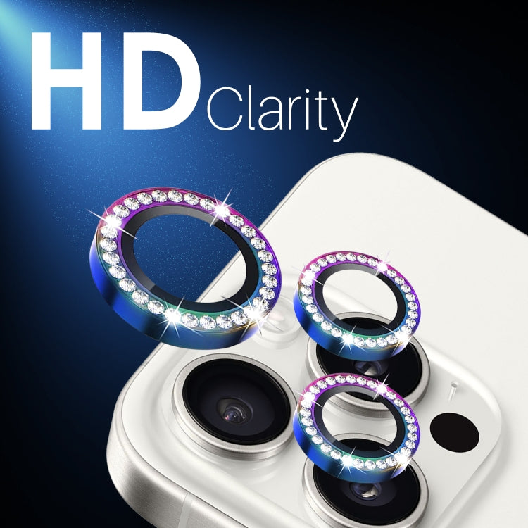 For iPhone 16 Pro / 16 Pro Max NORTHJO Rhinestone Camera Lens Protector Tempered Glass Metal Ring Film