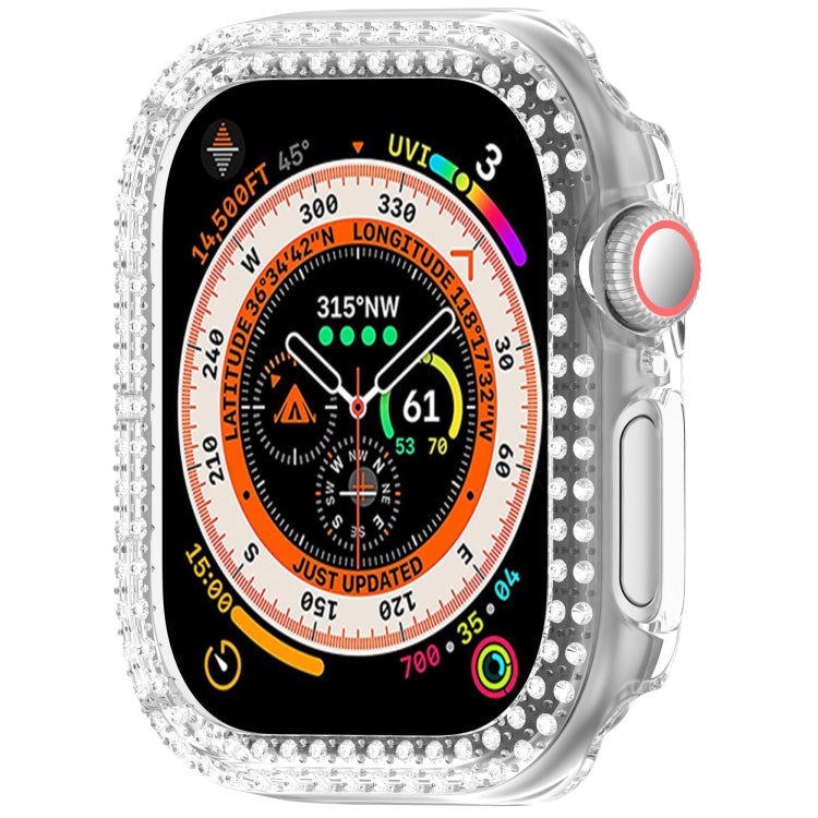 For Apple Watch Series 11 / 10 42mm Dual-Row Diamond Plating PC Hollow Watch Case