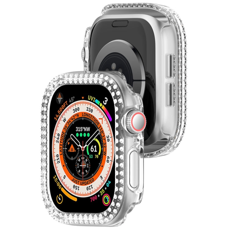 For Apple Watch Series 11 / 10 42mm Dual-Row Diamond Plating PC Hollow Watch Case
