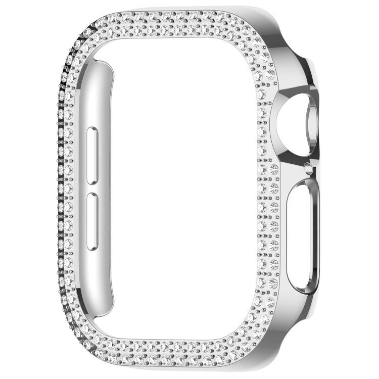 For Apple Watch Series 11 / 10 42mm Dual-Row Diamond Plating PC Hollow Watch Case