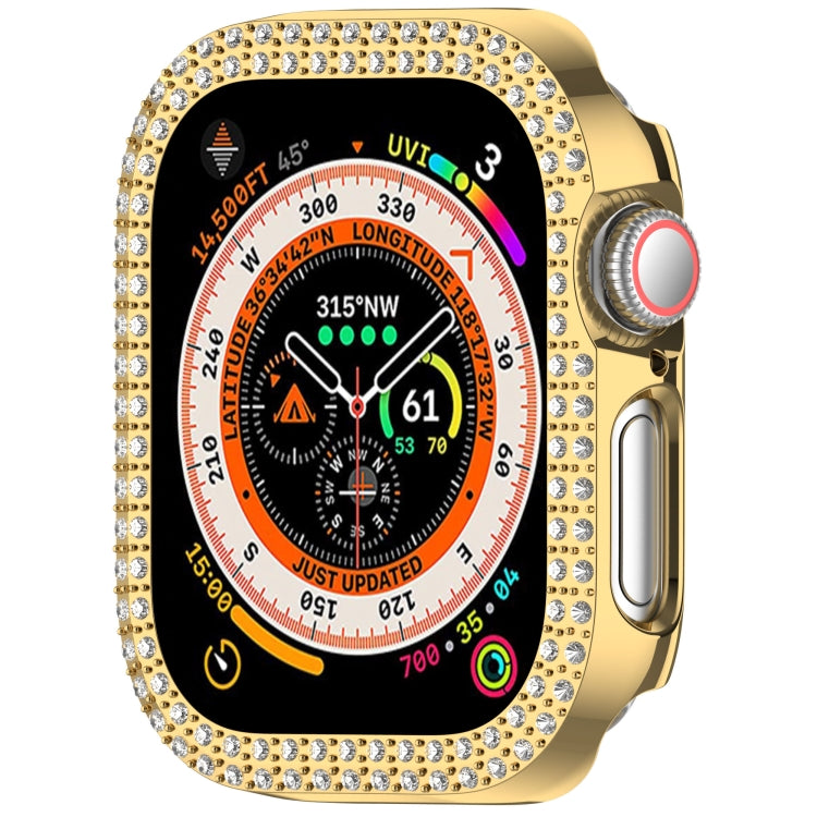 For Apple Watch Series 11 / 10 42mm Dual-Row Diamond Plating PC Hollow Watch Case
