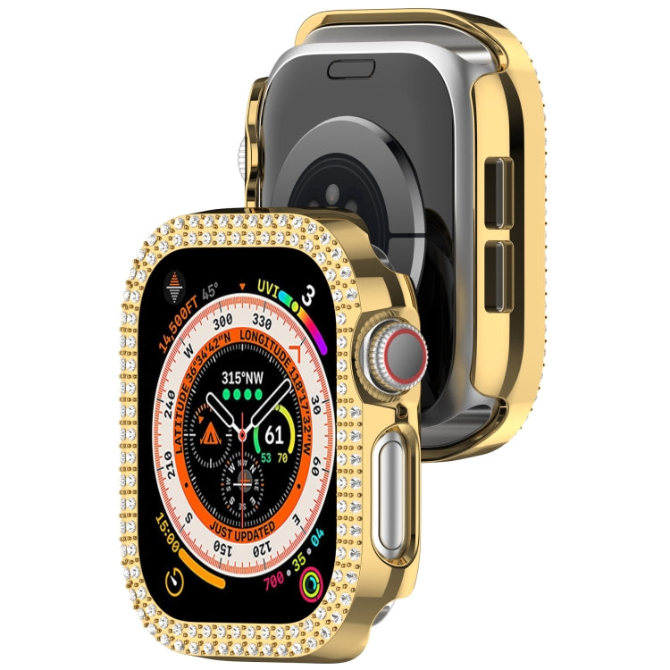 For Apple Watch Series 11 / 10 42mm Dual-Row Diamond Plating PC Hollow Watch Case