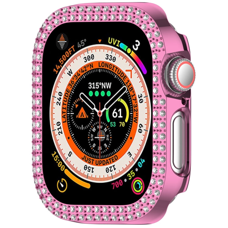 For Apple Watch Series 11 / 10 42mm Dual-Row Diamond Plating PC Hollow Watch Case