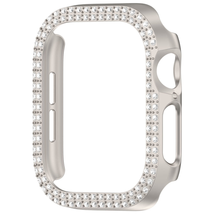 For Apple Watch Series 11 / 10 42mm Dual-Row Diamond Plating PC Hollow Watch Case