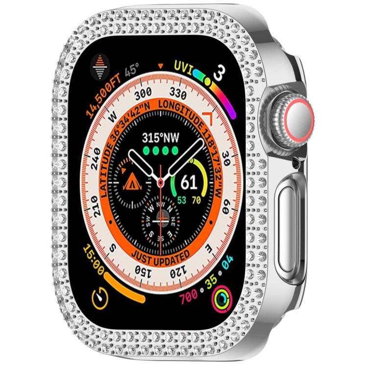 For Apple Watch Series 11 / 10 46mm Dual-Row Diamond Plating PC Hollow Watch Case