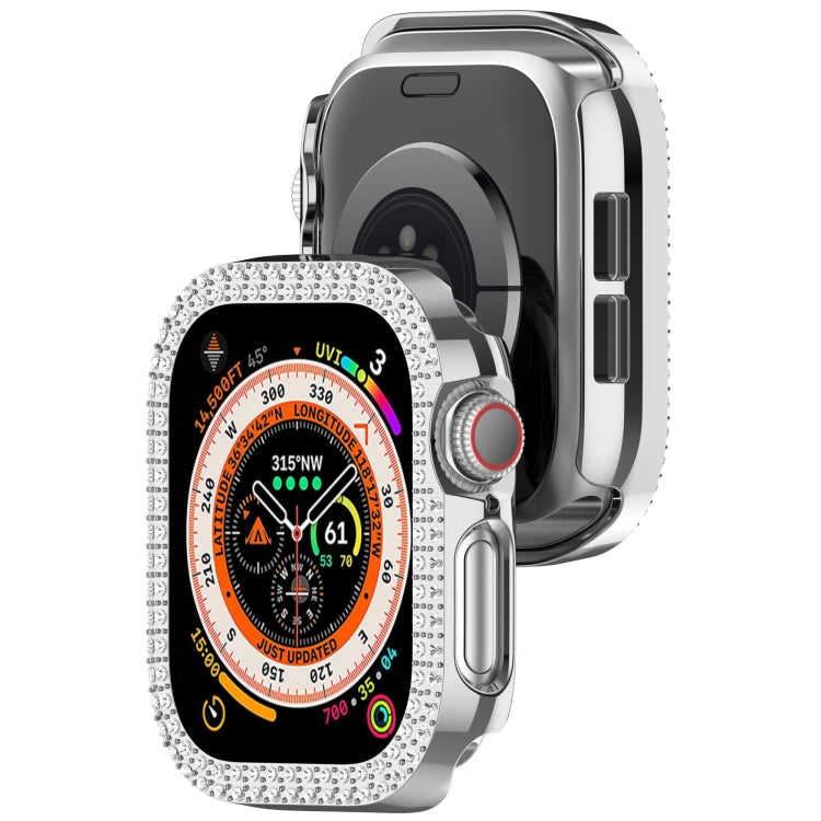 For Apple Watch Series 11 / 10 46mm Dual-Row Diamond Plating PC Hollow Watch Case