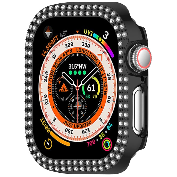 For Apple Watch Series 11 / 10 46mm Dual-Row Diamond Plating PC Hollow Watch Case