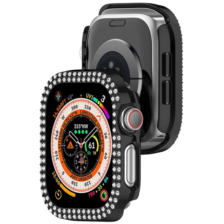 For Apple Watch Series 11 / 10 46mm Dual-Row Diamond Plating PC Hollow Watch Case