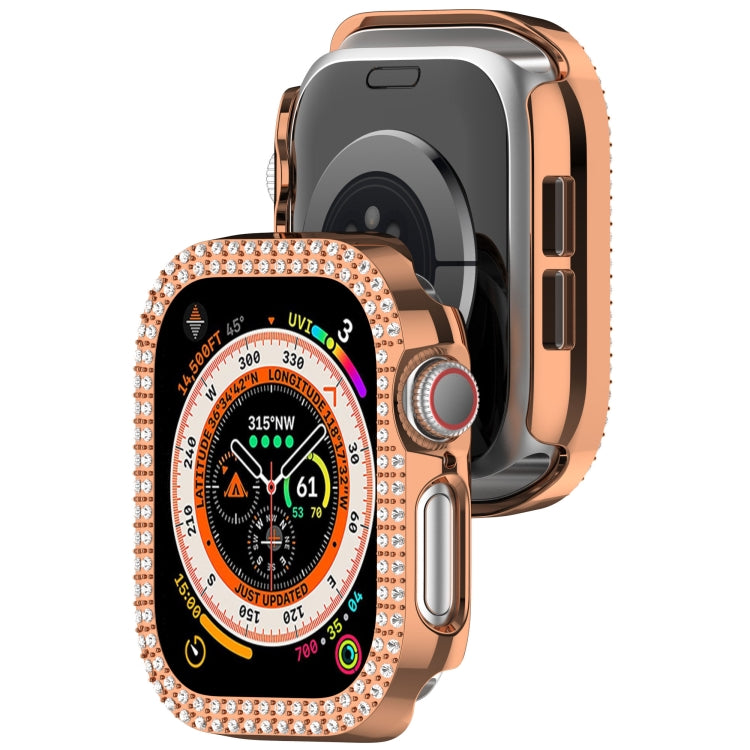 For Apple Watch Series 11 / 10 46mm Dual-Row Diamond Plating PC Hollow Watch Case