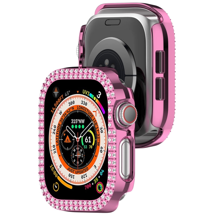For Apple Watch Series 11 / 10 46mm Dual-Row Diamond Plating PC Hollow Watch Case