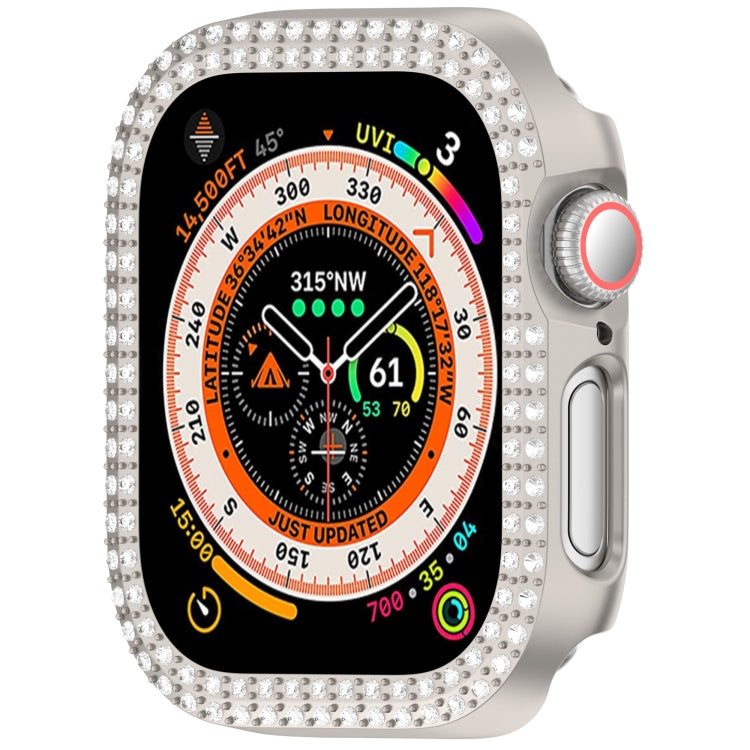 For Apple Watch Series 11 / 10 46mm Dual-Row Diamond Plating PC Hollow Watch Case