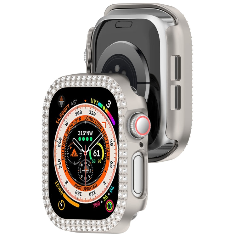 For Apple Watch Series 11 / 10 46mm Dual-Row Diamond Plating PC Hollow Watch Case