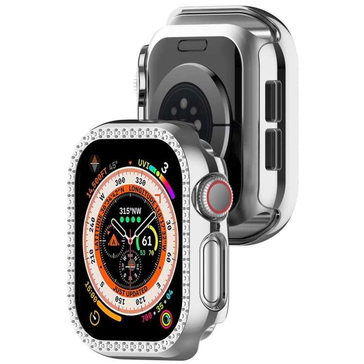 For Apple Watch Series 11 / 10 42mm Single-Row Diamond Plated PC Hollow Watch Case