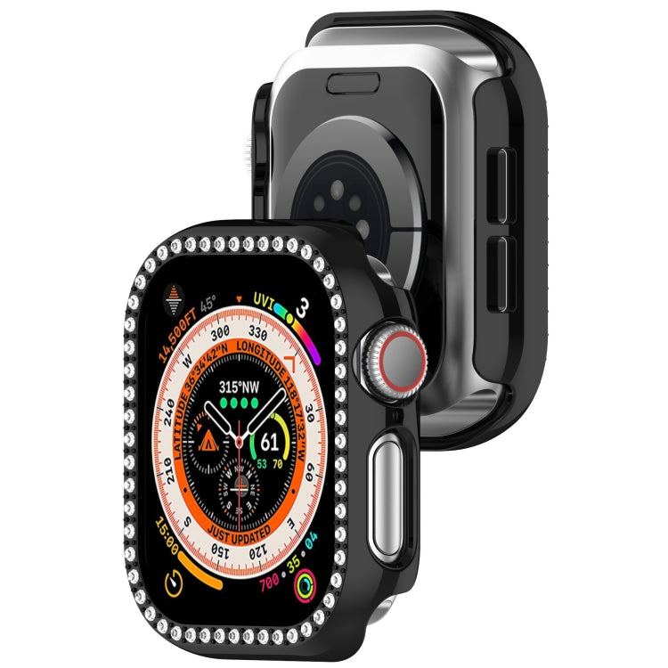 For Apple Watch Series 11 / 10 42mm Single-Row Diamond Plated PC Hollow Watch Case