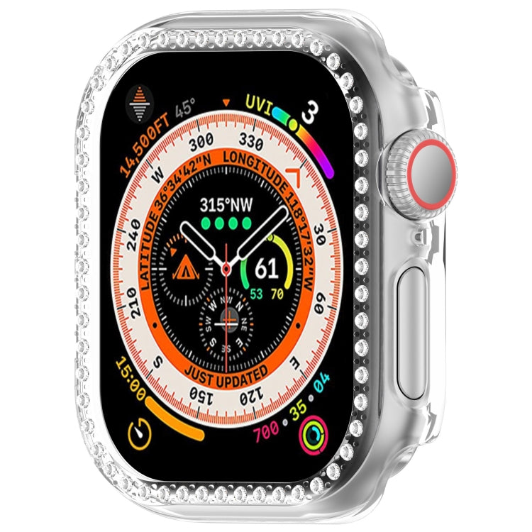 For Apple Watch Series 11 / 10 46mm Single-Row Diamond Plated PC Hollow Watch Case