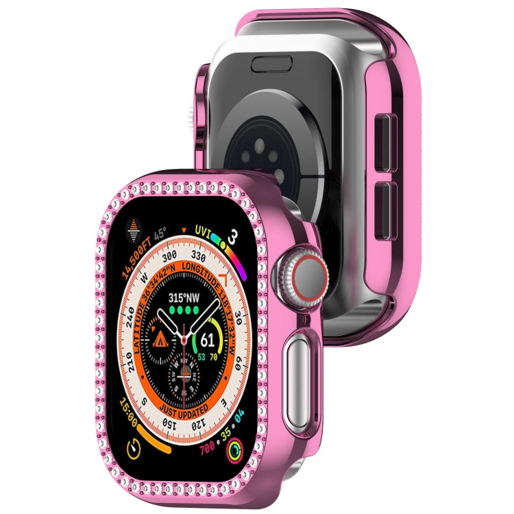 For Apple Watch Series 11 / 10 46mm Single-Row Diamond Plated PC Hollow Watch Case