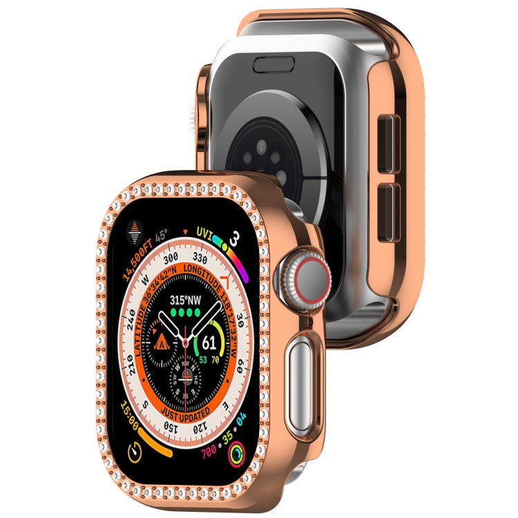 For Apple Watch Series 11 / 10 46mm Single-Row Diamond Plated PC Hollow Watch Case