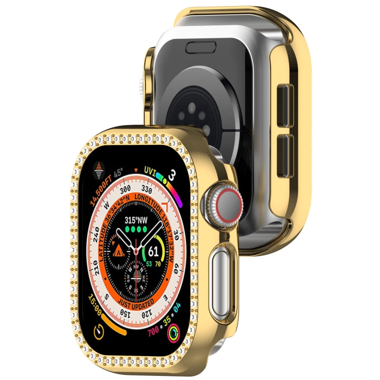 For Apple Watch Series 11 / 10 46mm Single-Row Diamond Plated PC Hollow Watch Case