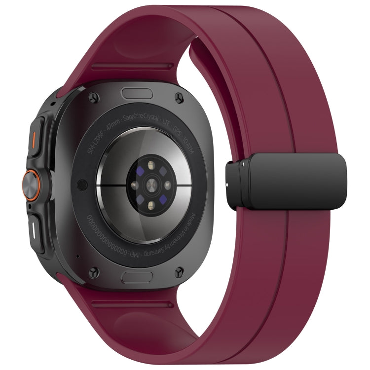 For Samsung Galaxy Watch Ultra 47mm Groove Style Folding Magnetic Buckle Silicone Watch Band