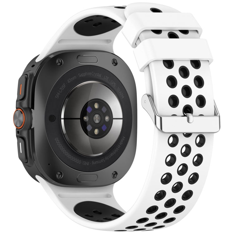 For Samsung Galaxy Watch Ultra 47mm Holes Style Metal Connector Two Color Silicone Watch Band