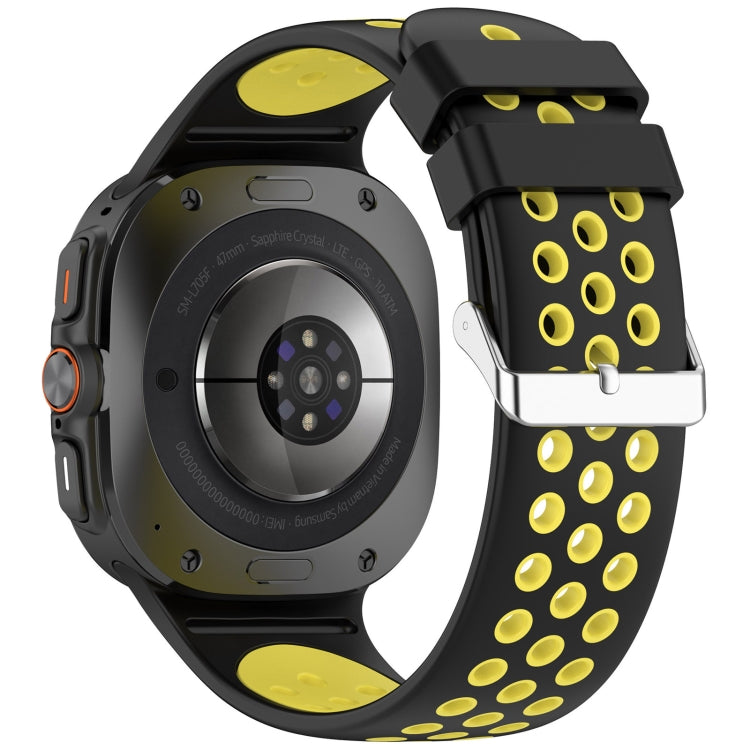 For Samsung Galaxy Watch Ultra 47mm Holes Style Metal Connector Two Color Silicone Watch Band
