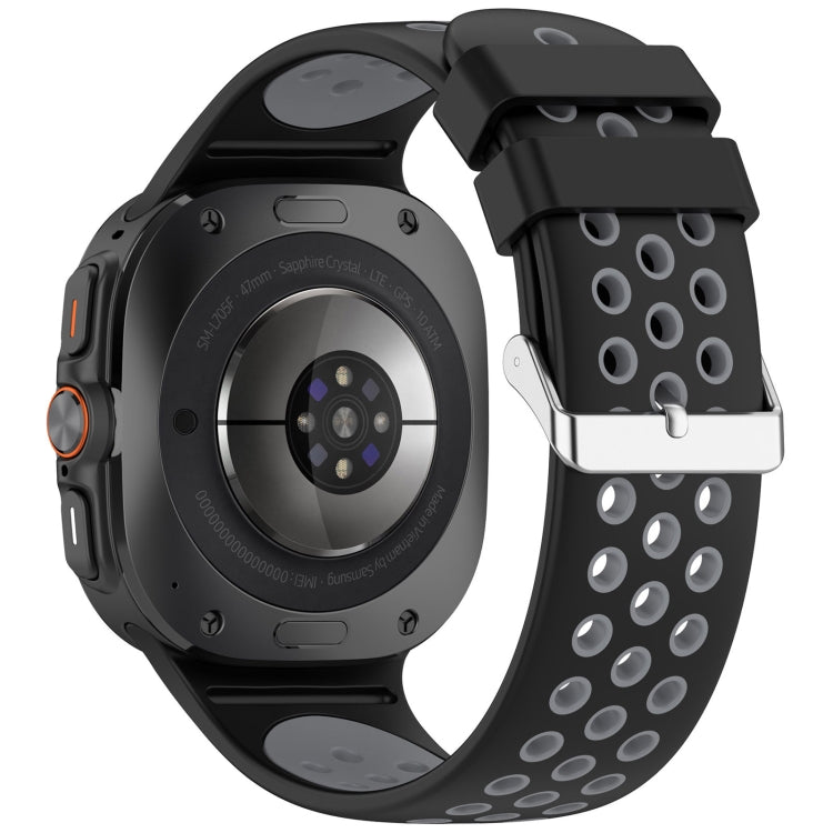 For Samsung Galaxy Watch Ultra 47mm Holes Style Metal Connector Two Color Silicone Watch Band