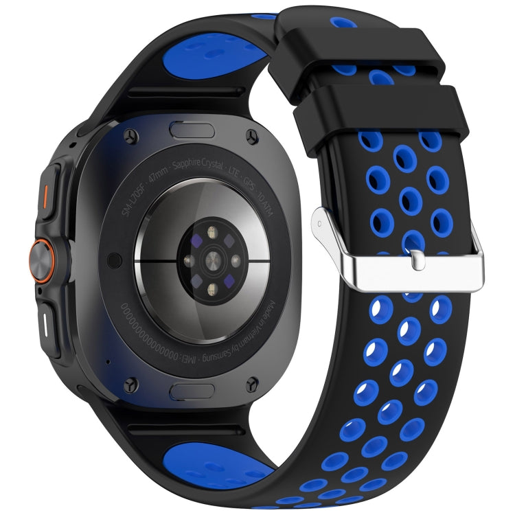 For Samsung Galaxy Watch Ultra 47mm Holes Style Metal Connector Two Color Silicone Watch Band